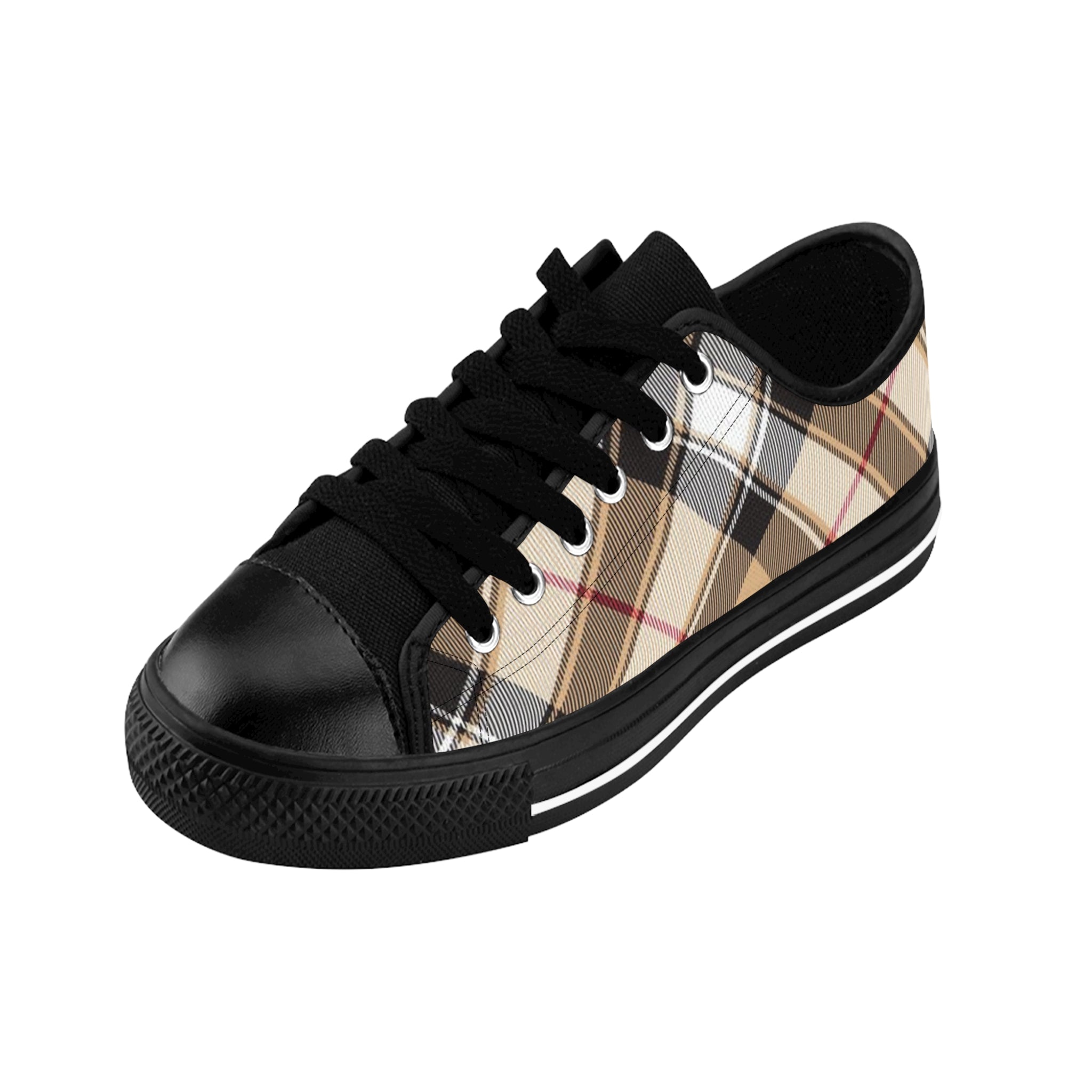  Groove Collection in Plaid (Red Stripe) Large Print Women's Low Top Canvas Shoes Shoes