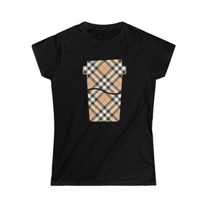Groove Collection Red Stripe Plaid (Coffee) Women's Softstyle Tee