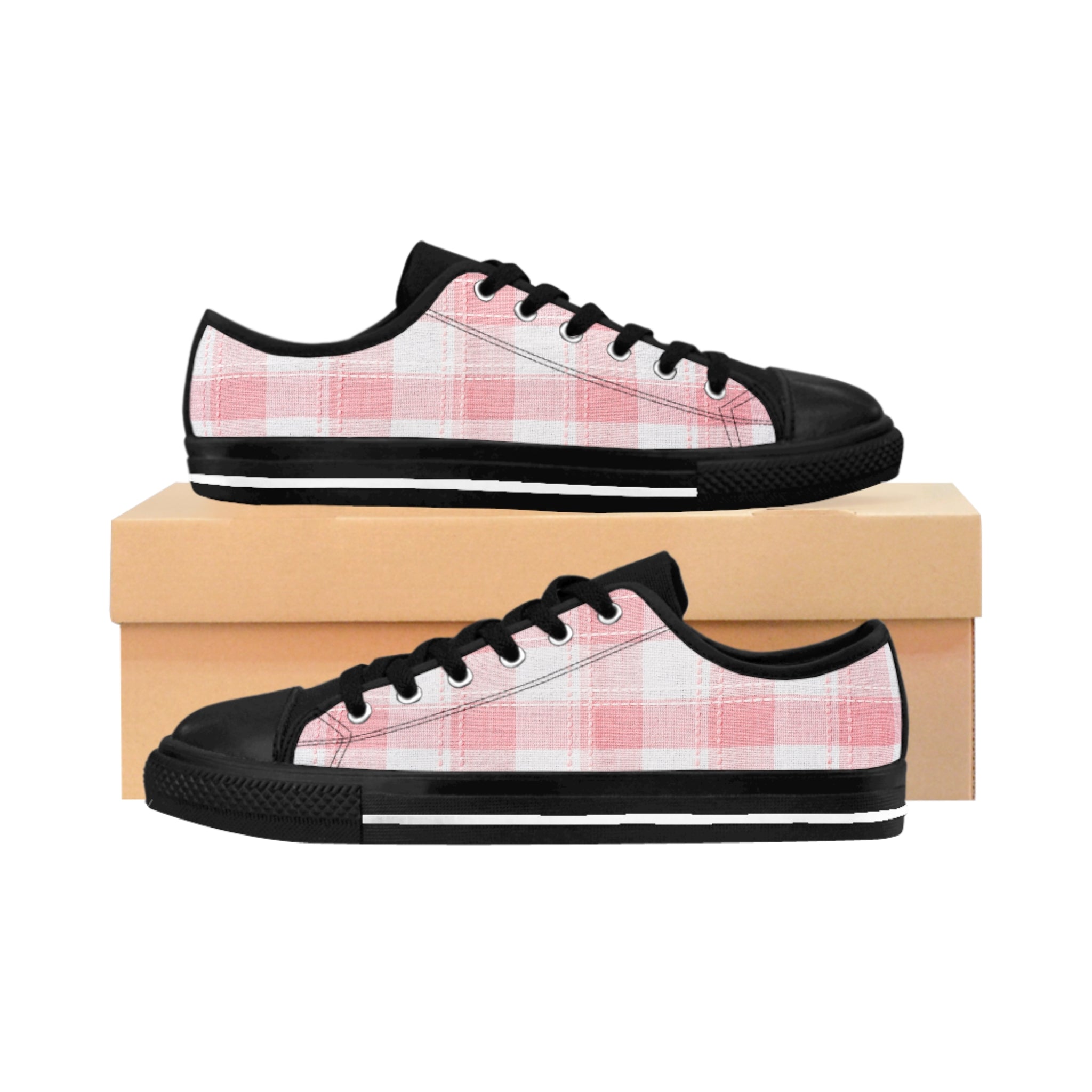 Designer Collection in Plaid (Pink) Women's Low Top Canvas Shoes Shoes  The Middle Aged Groove
