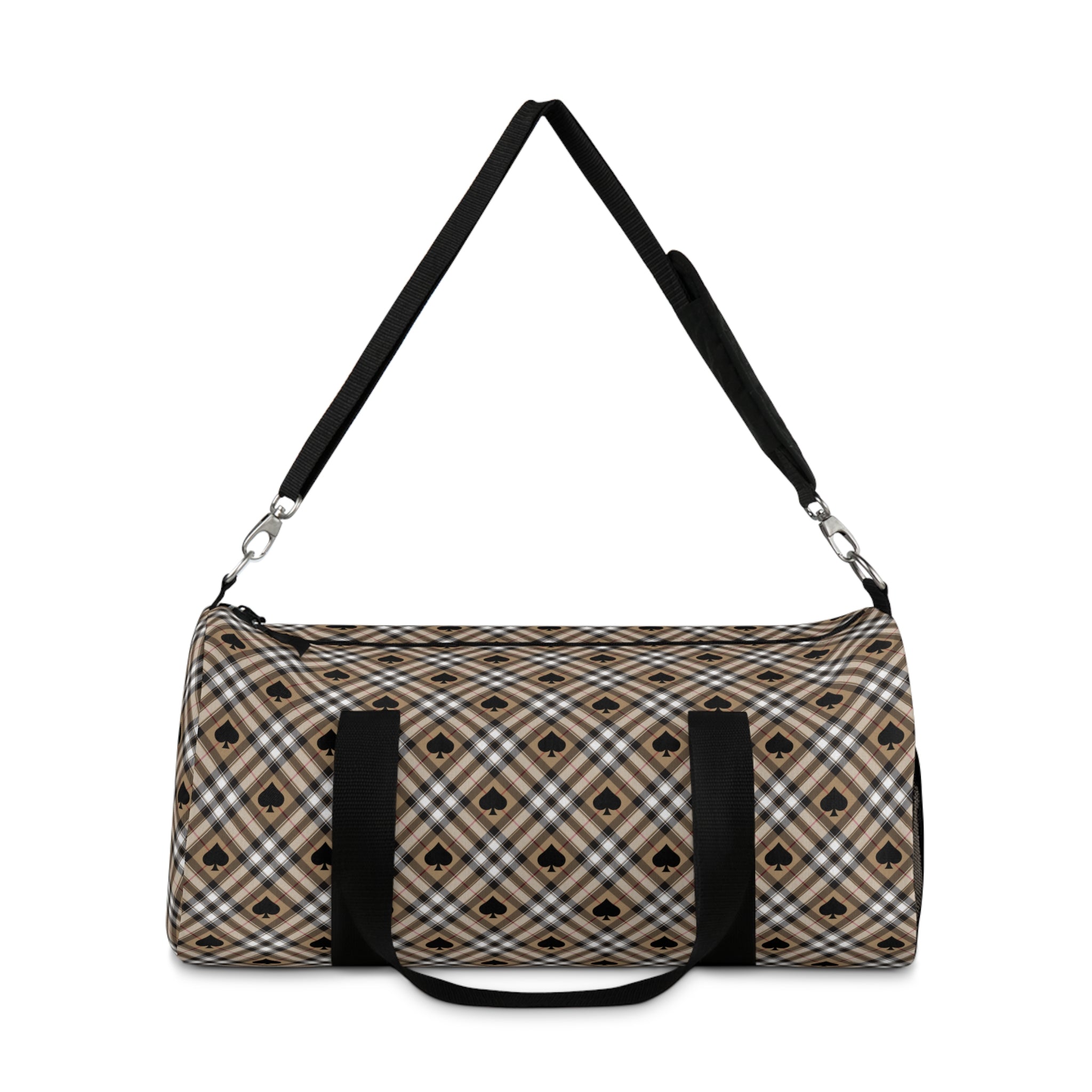  Abby Beige Ace of Spades (Small Pattern) Duffel Bag, Travel and Overnight Bag BagsLarge