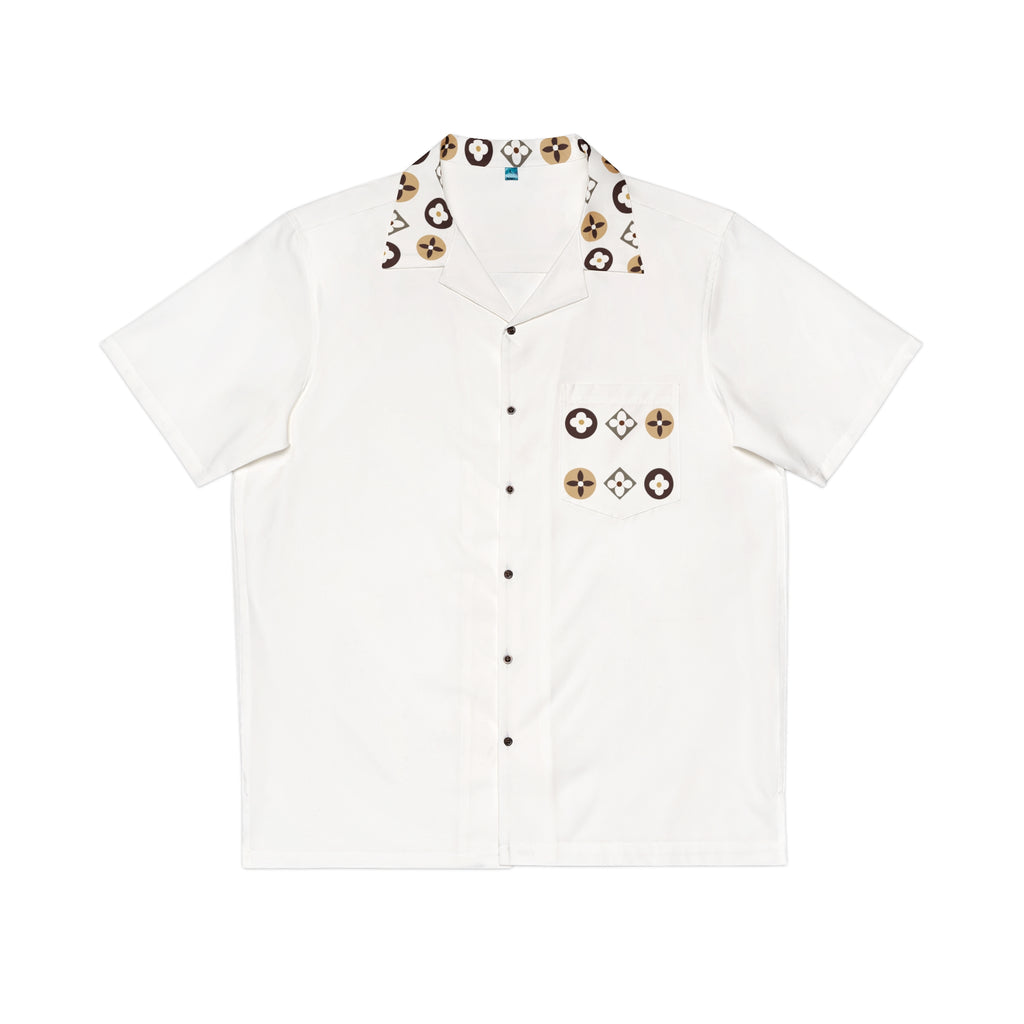  Groove Collection Trilogy of Icons Pocket Grid (Browns) White Unisex Gender Neutral Button Up Shirt, Hawaiian Shirt Shirts5XLBlack