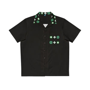  Groove Collection Trilogy of Icons Pocket Grid (Greens) Black Unisex Gender Neutral Button Up Shirt, Hawaiian Shirt All Over Prints5XLBlack