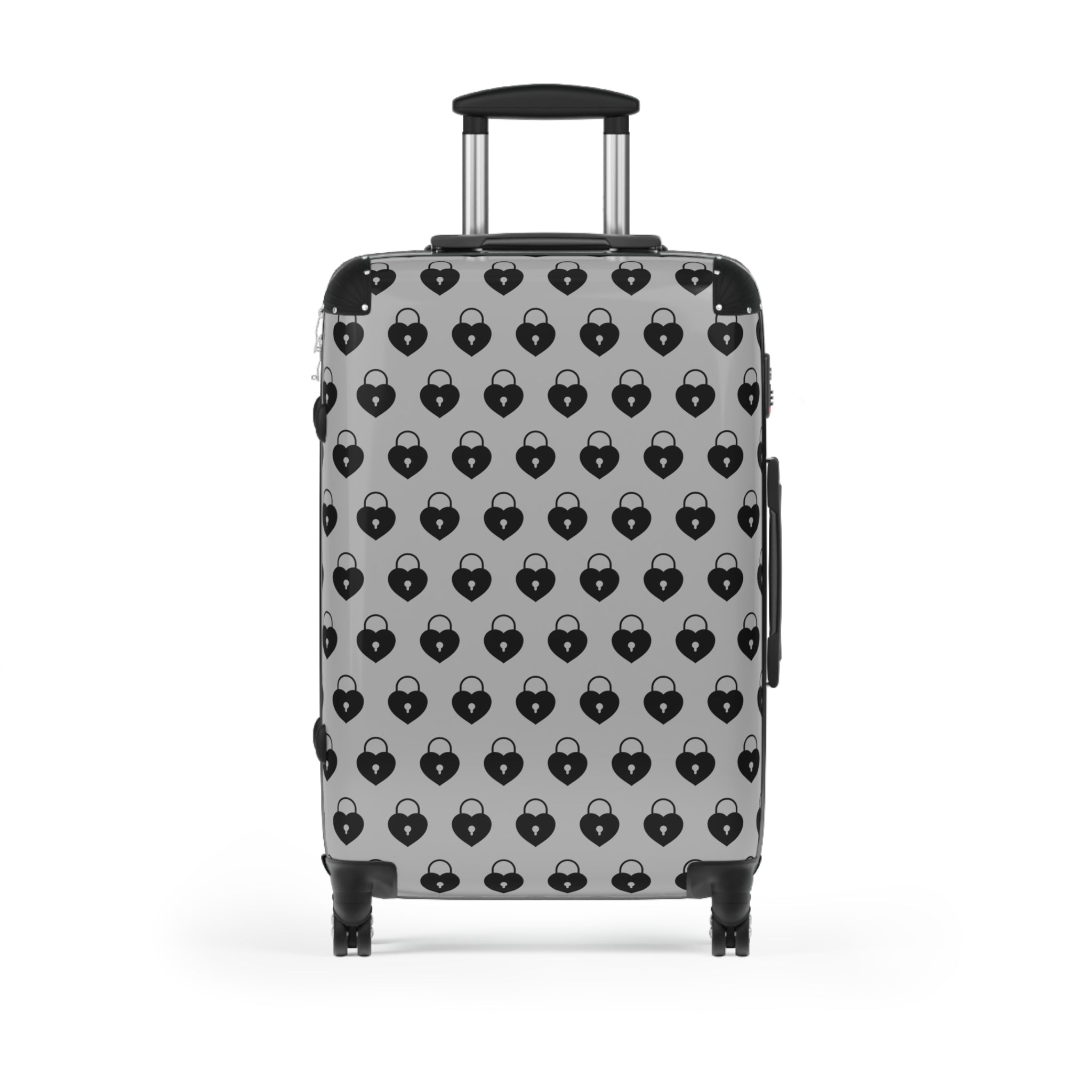 Abby Travel Collection Terrific and Co. (Lock Pattern) Grey Suitcase, Hard Shell Luggage, Rolling Suitcase for Travel, Carry On Bag Bags Medium-Black The Middle Aged Groove