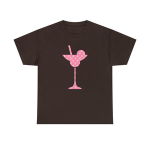  Abby Pattern in Pink and Beige Martini Glass Unisex Relaxed Fit Heavy Cotton Tee, Graphic Loose Fit Tshirt T-ShirtDarkChocolate5XL