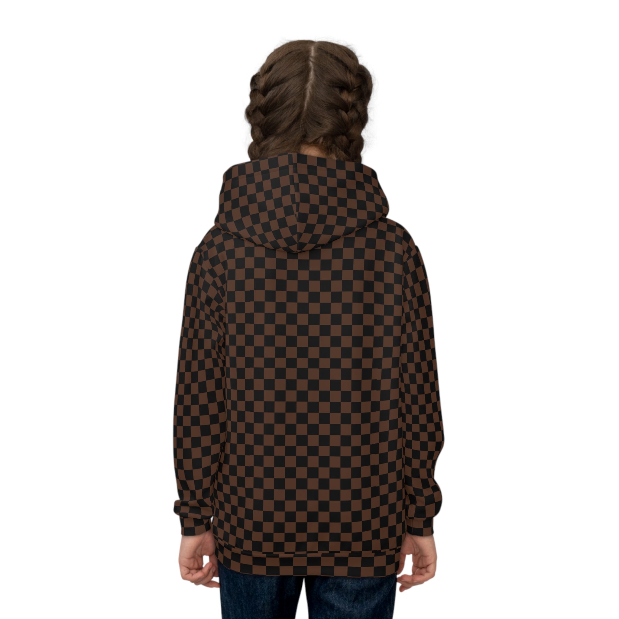 Brown Check Mate Children's Hoodie, Pullover Sweater for Children, Kids Fashionwear - The Middle Aged Groove
