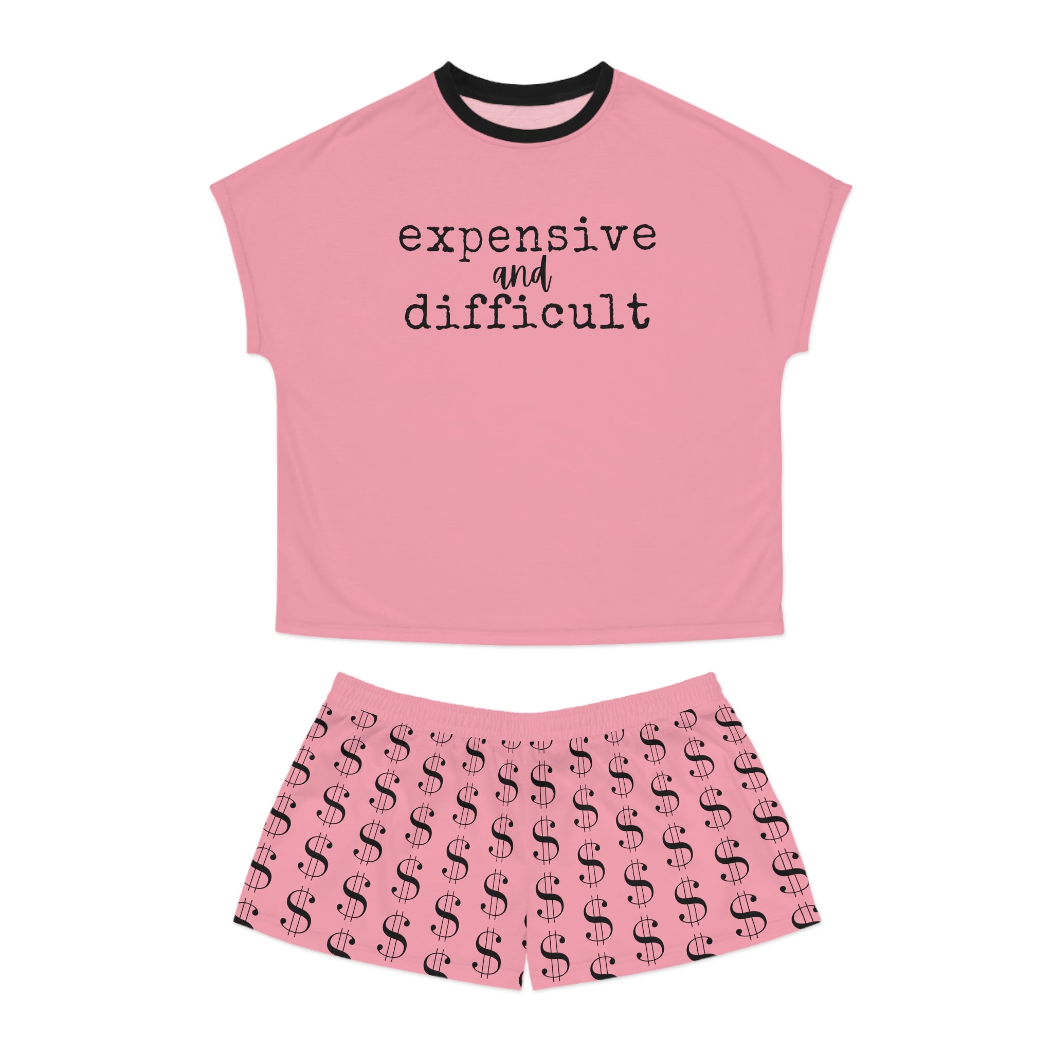 EXPENSIVE and DIFFICULT in Pink Women's Two Piece Shorts Pyjama Set, Women's Pyjamas, Bridal PJs