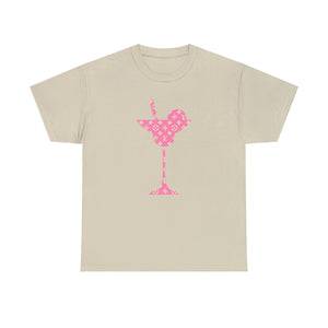  Abby Pattern in Pink and Beige Martini Glass Unisex Relaxed Fit Heavy Cotton Tee, Graphic Loose Fit Tshirt T-ShirtSand5XL