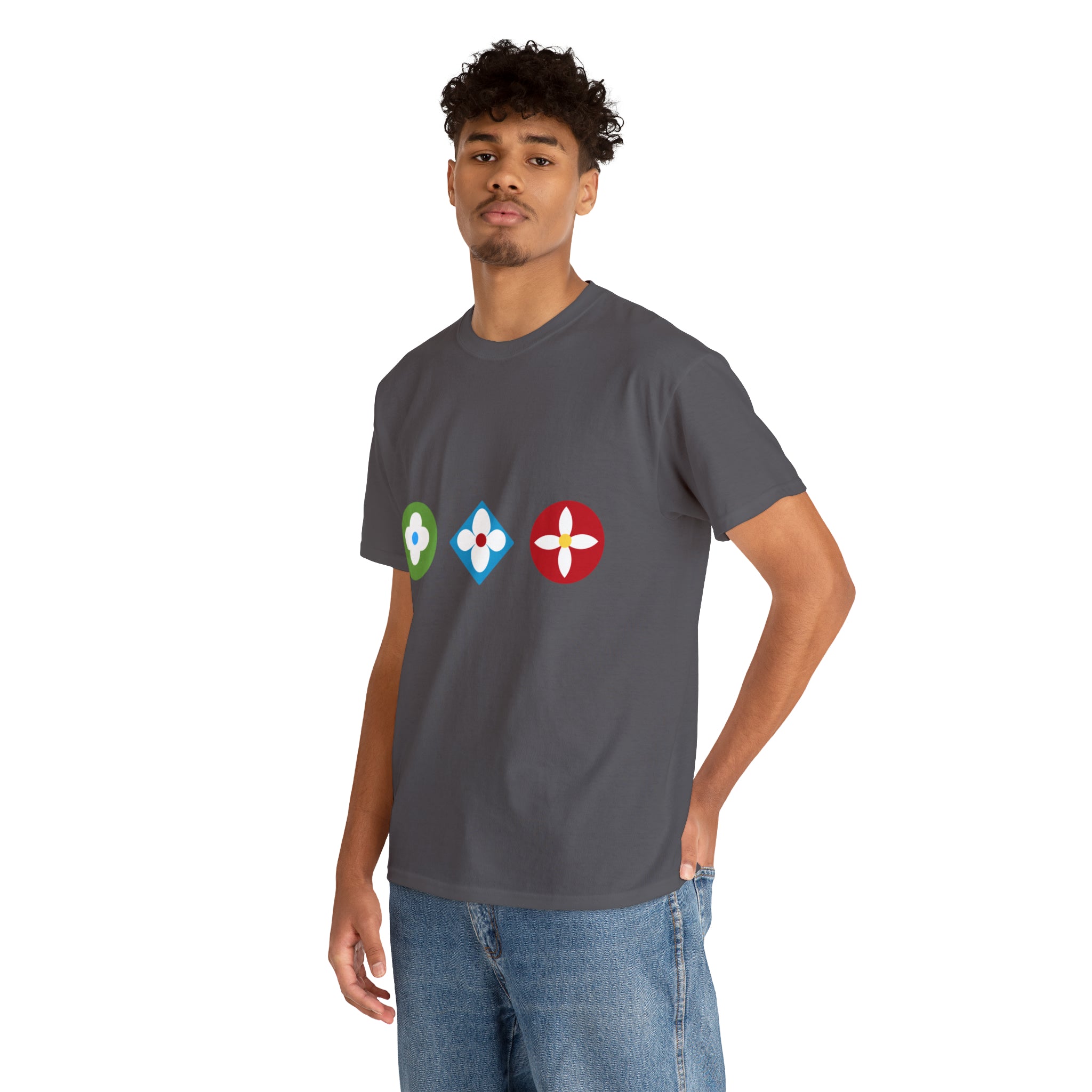 Groove Collection Trilogy of Icons with Red Unisex Relaxed Fit Heavy Cotton Tee, Gender Neutral Shirt