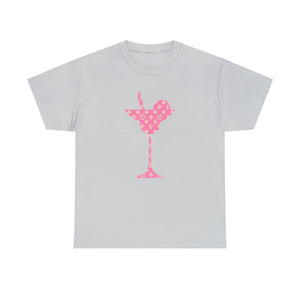  Abby Pattern in Pink and Beige Martini Glass Unisex Relaxed Fit Heavy Cotton Tee, Graphic Loose Fit Tshirt T-ShirtIceGrey4XL