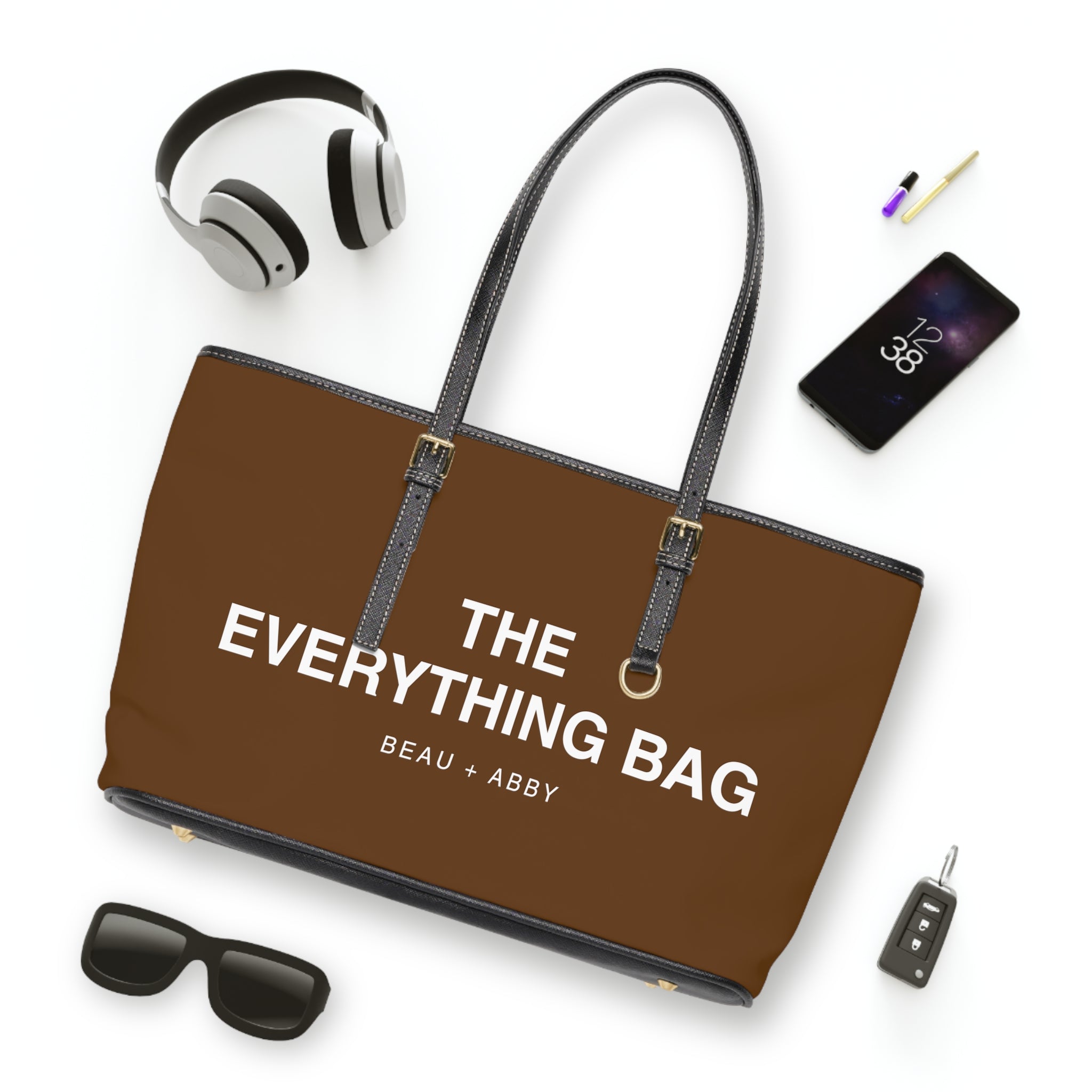 Casual Wear Accessories "Everything Bag" PU Leather Shoulder Bag in Dark Brown, Tote Bag, Weekend Tote, Gift For Her