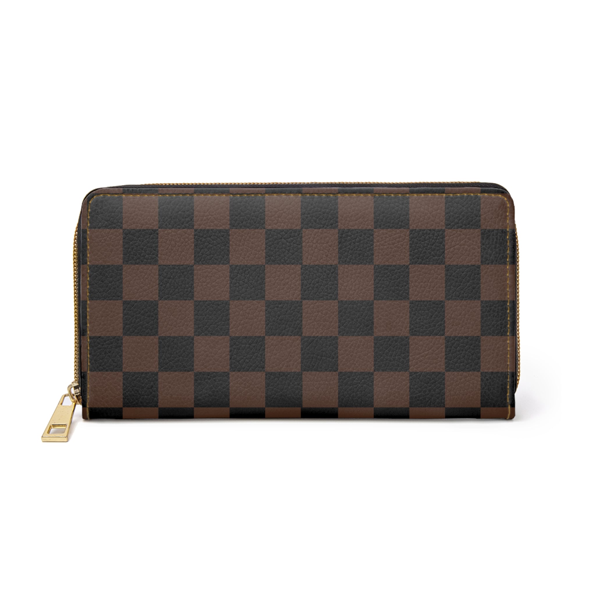  Check Mate in Dark Brown and Black Ladies Wallet, Zipper Pouch, Coin Purse, Zippered Wallet, Cute Purse AccessoriesOnesizeWhite