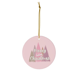  Light Pink Merry Fucking Christmas (Pink Trees) Ceramic Ornament, Sweary Christmas Ornament, Funny Porcelain Decoration, Holiday Decor Home Decor