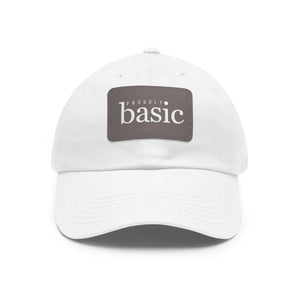 Proudly BASIC Dad Hat with Leather Patch (Rectangle) Hats WhiteGreypatchRectangleOnesize The Middle Aged Groove
