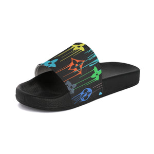  Casual Wear Collection in Multi-Color Dripping Icons Women's Slide Sandals, Slide Sandals for Women, Plaid Slip Ons Sandals