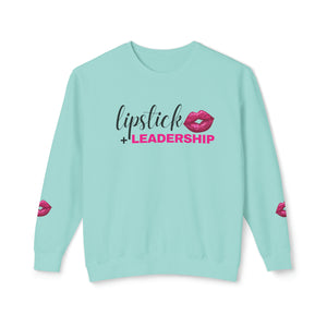 Lipstick + Leadership (Pink Sparkle Lips) Relaxed Fit Lightweight Crewneck Sweatshirt, Makeup Sweatshirt, Beauty Business Sweatshirt Sweatshirt Chalky-Mint-3XL The Middle Aged Groove