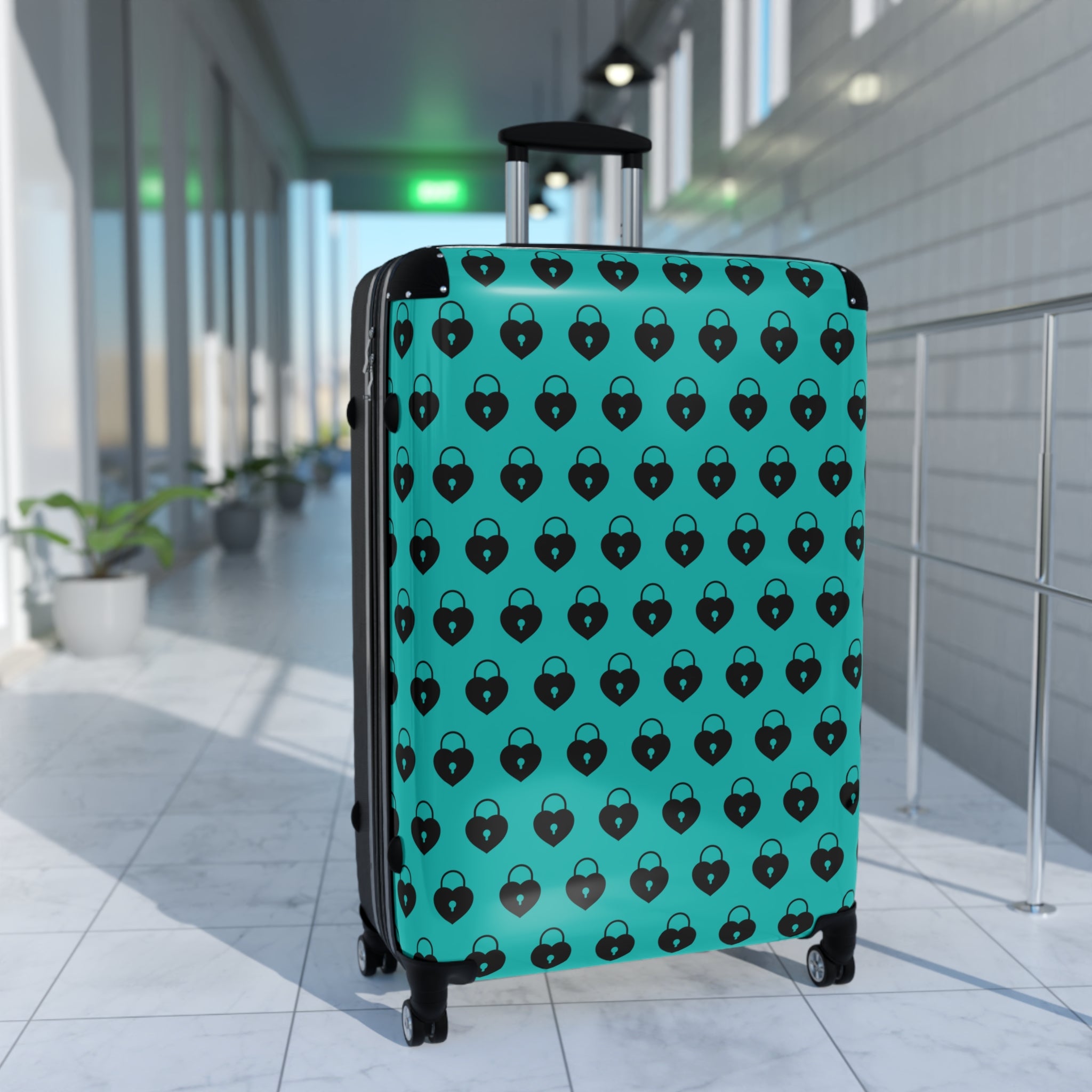 Abby Travel Collection Terrific and Co. (Lock Pattern) Blue Suitcase, Hard Shell Luggage, Rolling Suitcase for Travel, Carry On Bag Bags  The Middle Aged Groove