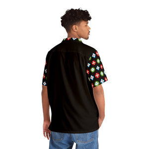 Groove Collection Trilogy of Icons Solid Block (Red, Green, Blue) Black Unisex Gender Neutral Button Up Shirt, Hawaiian Shirt