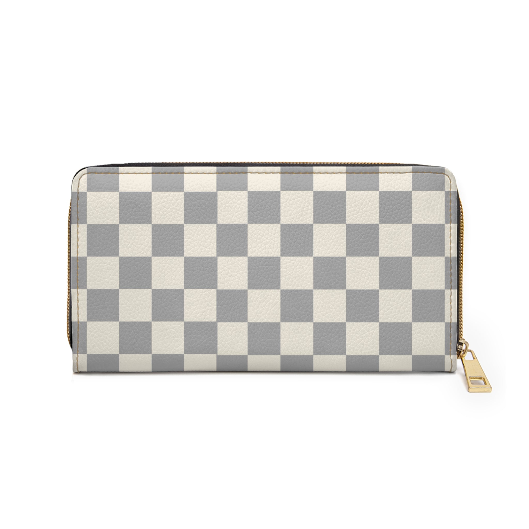 Check Mate in Light Grey and Beige Wallet, Zipper Pouch, Coin Purse, Zippered Wallet, Cute Purse