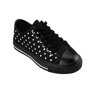 Polka Dots For days (Pattern in White) Black Women's Low Top Canvas Shoes Shoes  The Middle Aged Groove