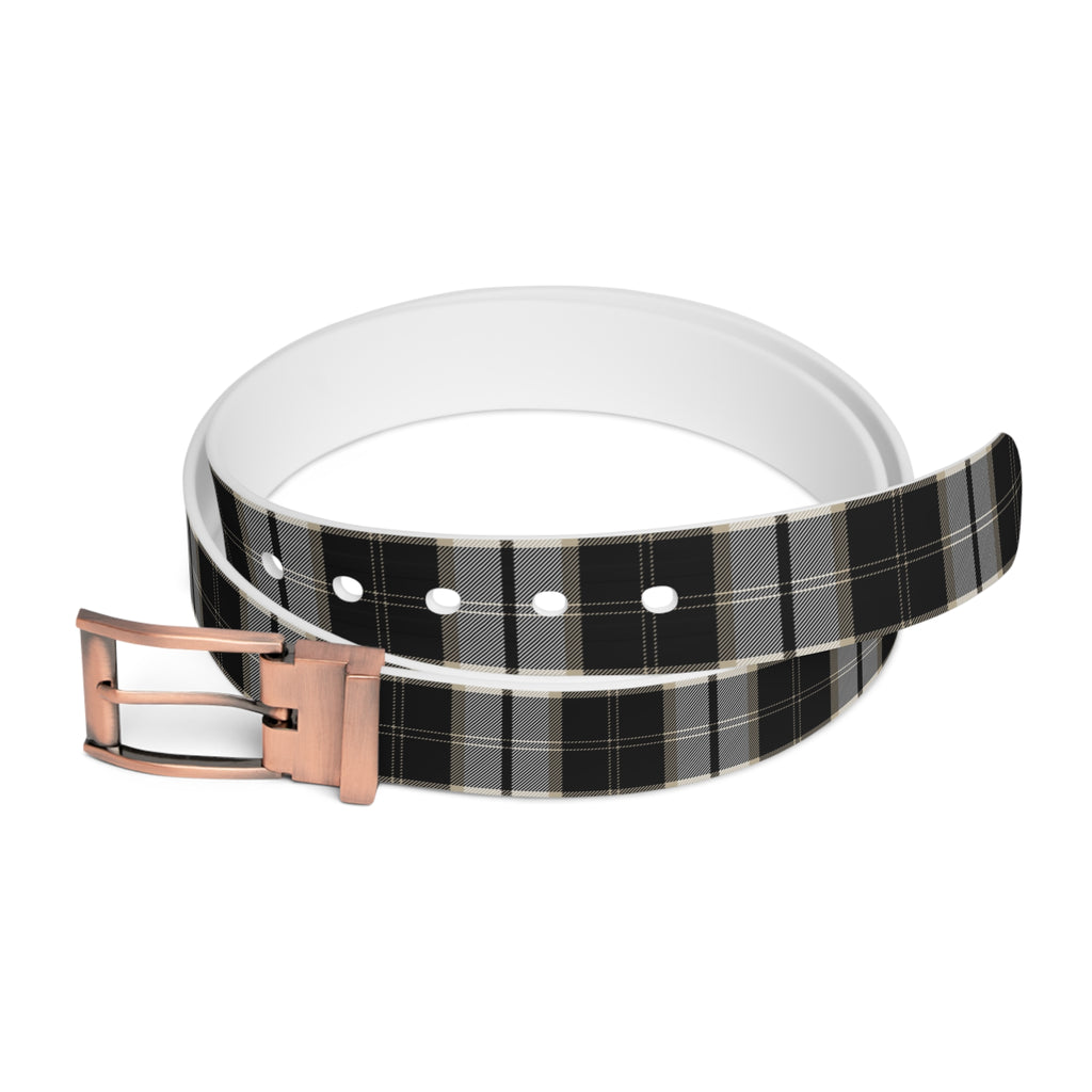 Abby Black and White Plaid Unisex Fashion Belt, Luxury Women's Belt, Men's Belt, Cut-to-size Belt Belt Bronze-Metal-50 The Middle Aged Groove