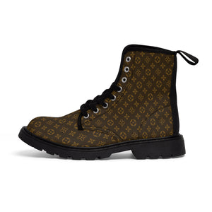  Women's Casual Wear Collection in Brown Icon Design Canvas Boots, Pattern Women's Boots Shoes