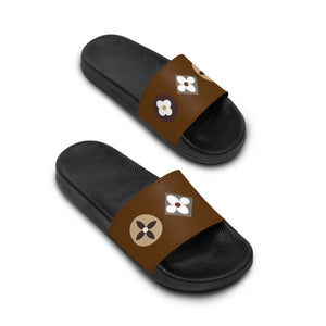  Casual Wear Collection Trilogy of Icons in Brown Women's Slide Sandals, Slide Sandals for Women, Plaid Slip Ons Sandals