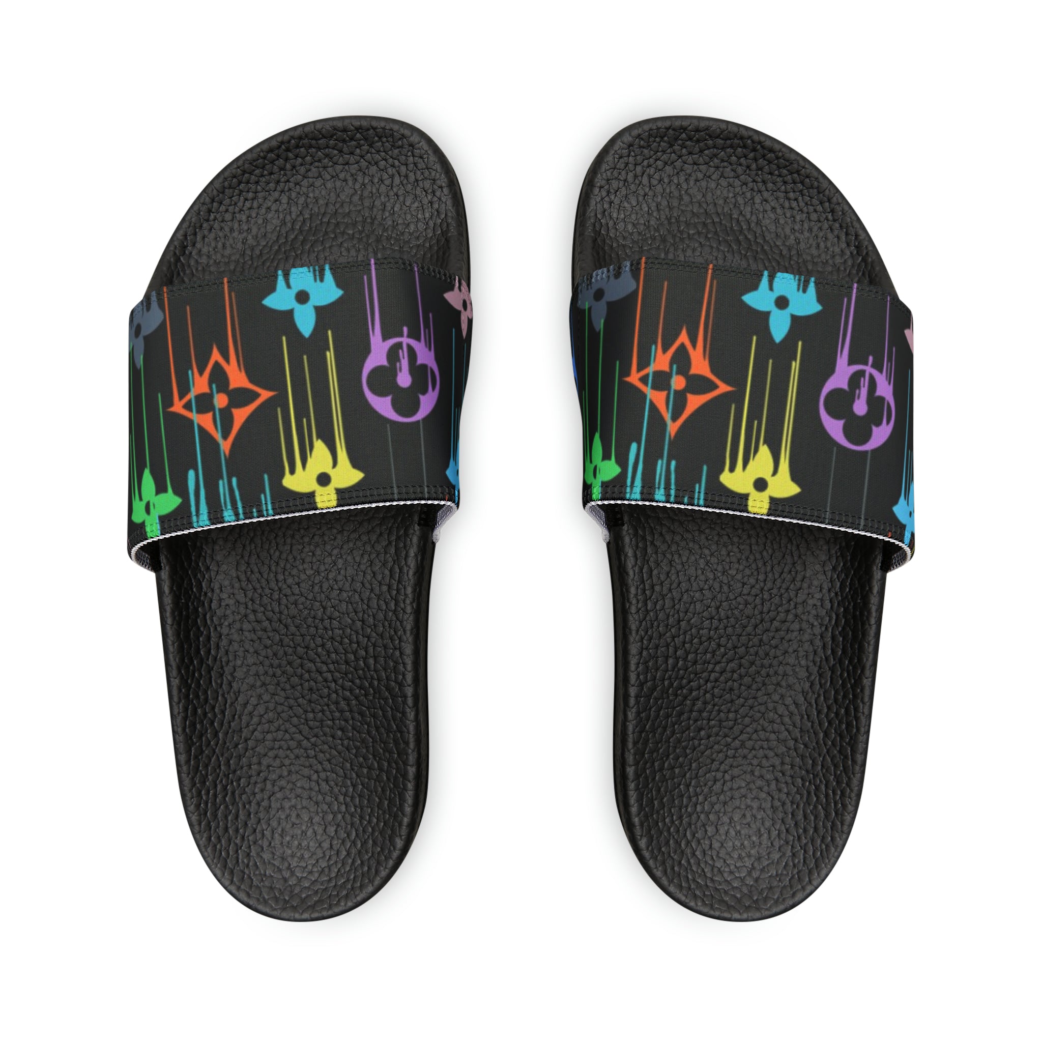 Children's Wear Collection in Multi-Colour Drip Icons Slide Sandals Youth PU Slide Sandals, Kids Sandals, Children Summer Slides Kids Sandals Black-US-5 The Middle Aged Groove