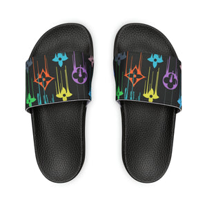 Children's Wear Collection in Multi-Colour Drip Icons Slide Sandals Youth PU Slide Sandals, Kids Sandals, Children Summer Slides Kids Sandals Black-US-5 The Middle Aged Groove