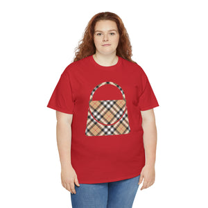 Groove Collection Red Stripe Plaid (Purse) Unisex Relaxed Fit Heavy Cotton Tee