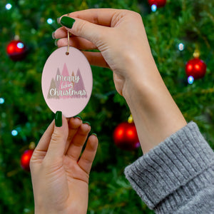  Light Pink Merry Fucking Christmas (Pink Trees) Ceramic Ornament, Sweary Christmas Ornament, Funny Porcelain Decoration, Holiday Decor Home Decor