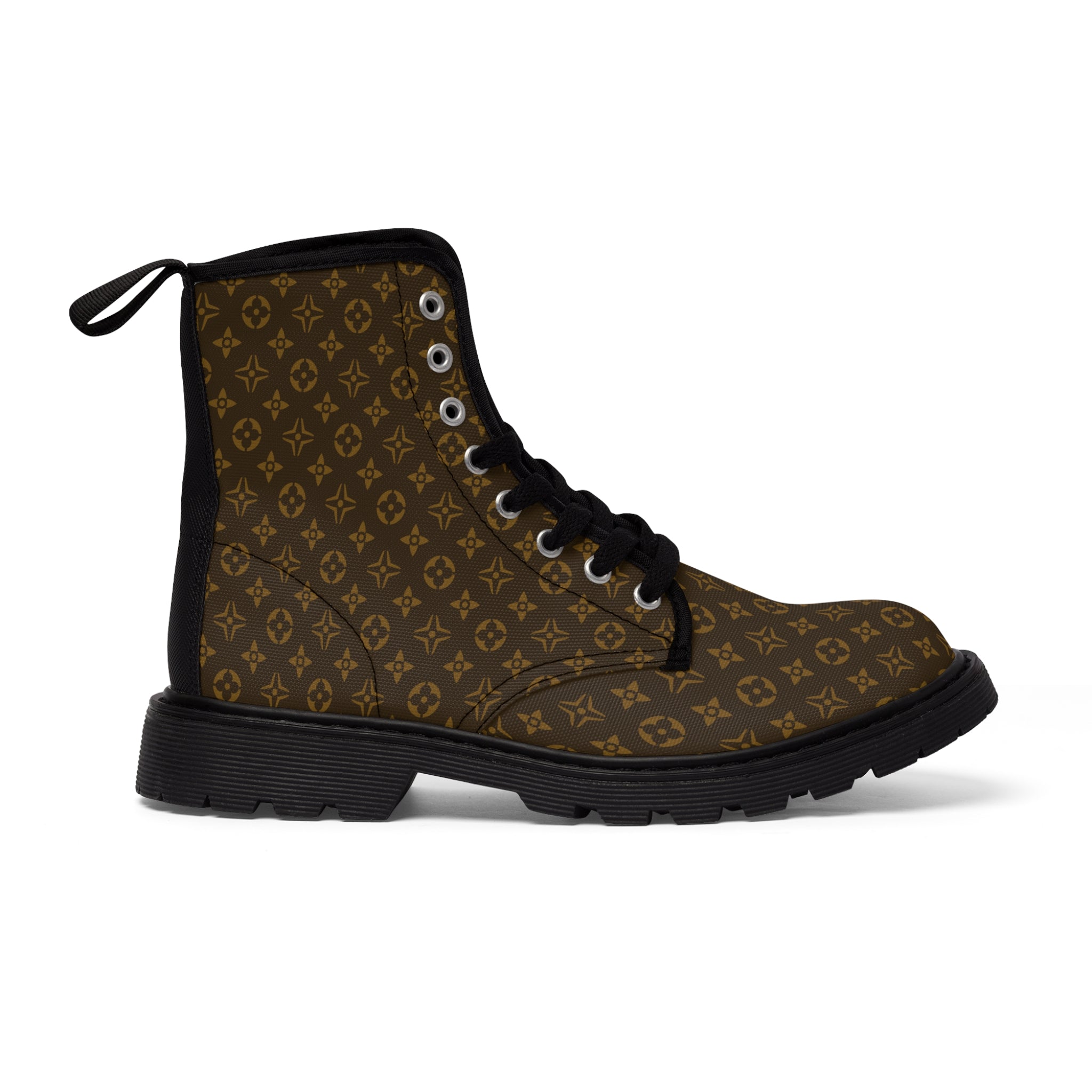  Women's Casual Wear Collection in Brown Icon Design Canvas Boots, Pattern Women's Boots Shoes