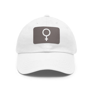 The Future is Female "Dad" Hat with Leather Patch (Rectangle), Hats WhiteGreypatchRectangleOnesize The Middle Aged Groove