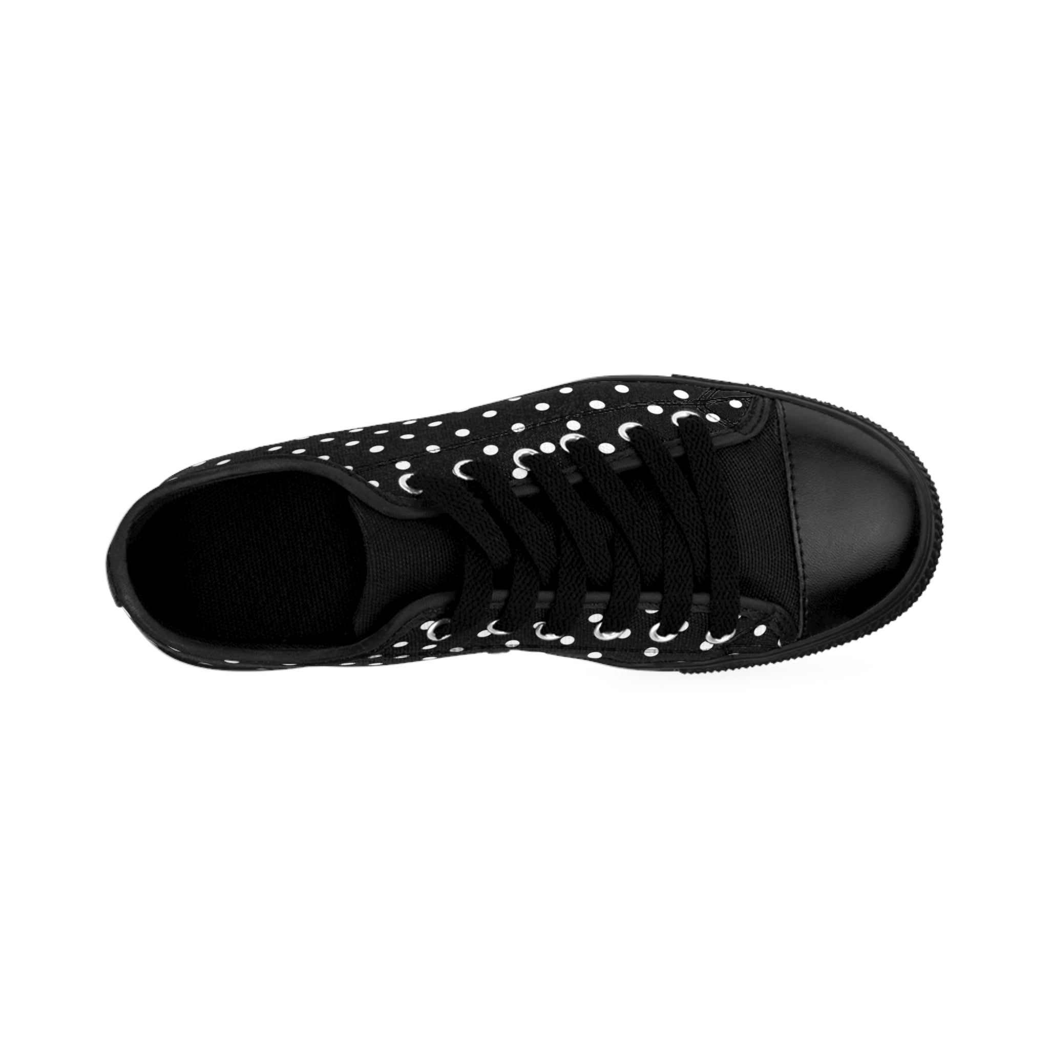 Polka Dots For days (Pattern in White) Black Women's Low Top Canvas Shoes Shoes  The Middle Aged Groove