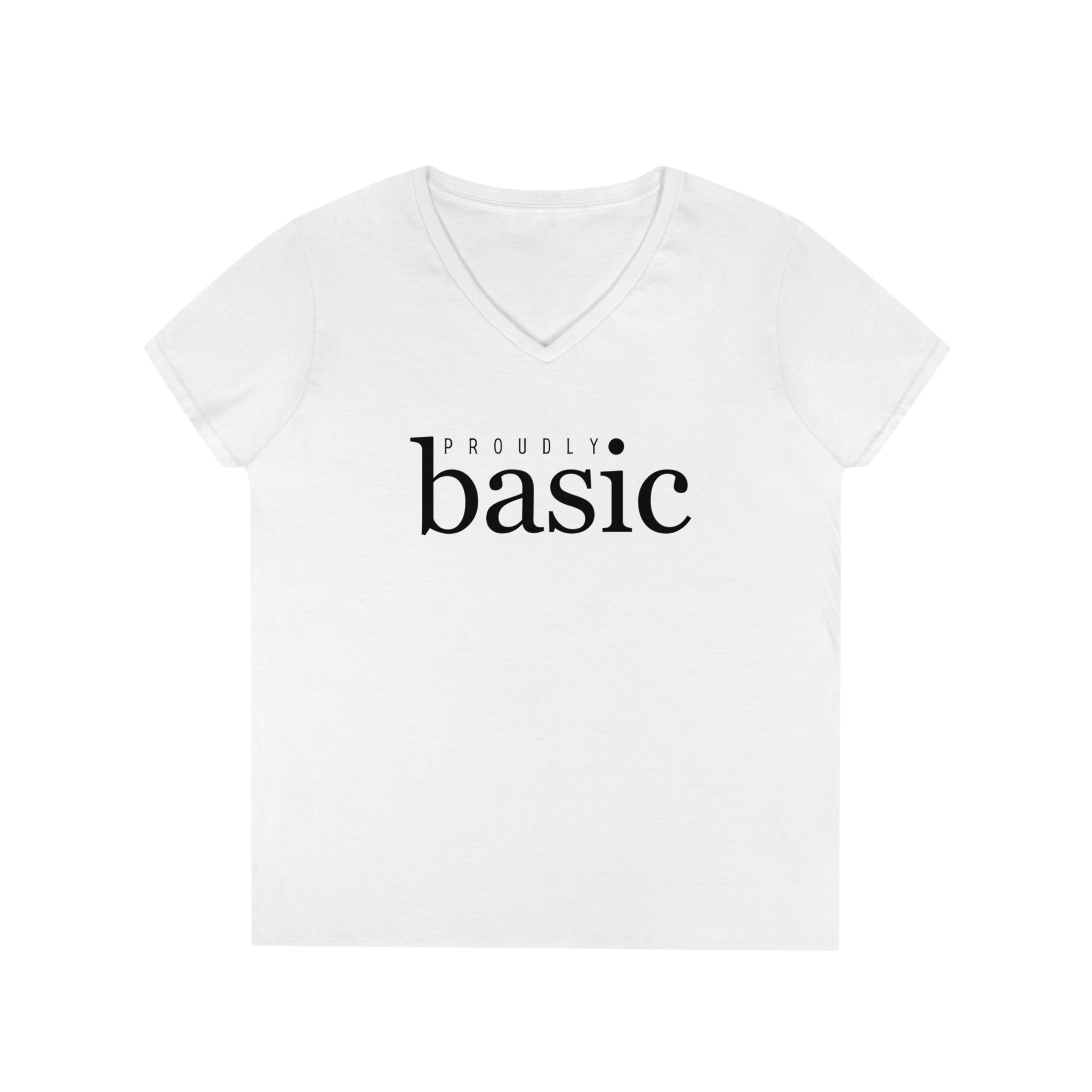  Proudly BASIC Female Empowerment Women's V Neck T-shirt, Feminist Graphic Tee, Cute Women's T-shirt V-neck2XLWhite