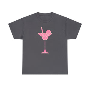  Abby Pattern in Pink and Beige Martini Glass Unisex Relaxed Fit Heavy Cotton Tee, Graphic Loose Fit Tshirt T-ShirtCharcoal5XL