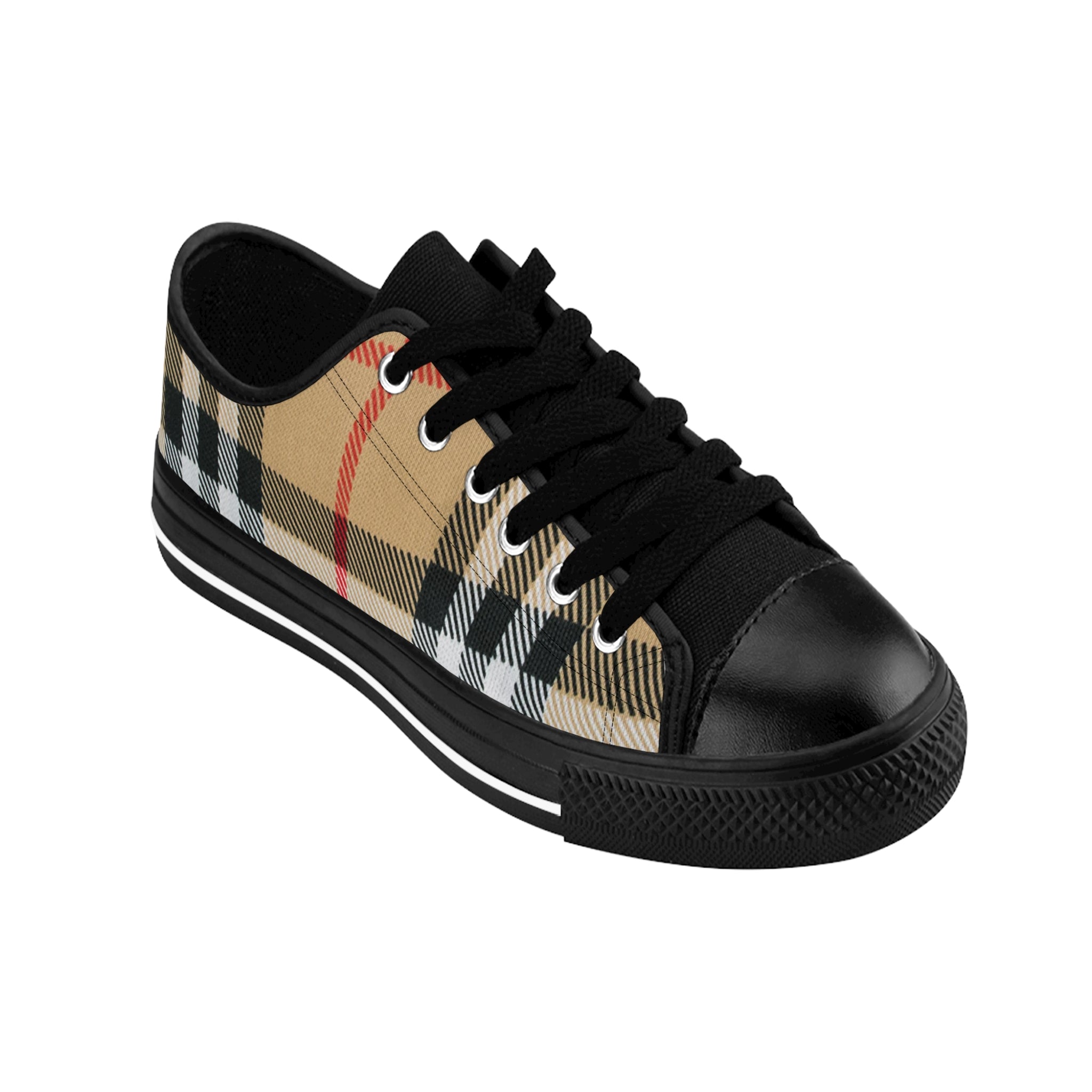Groove Fashion Collection in Dark Plaid Men's Low Top Canvas Shoes, Men's Casual Shoes