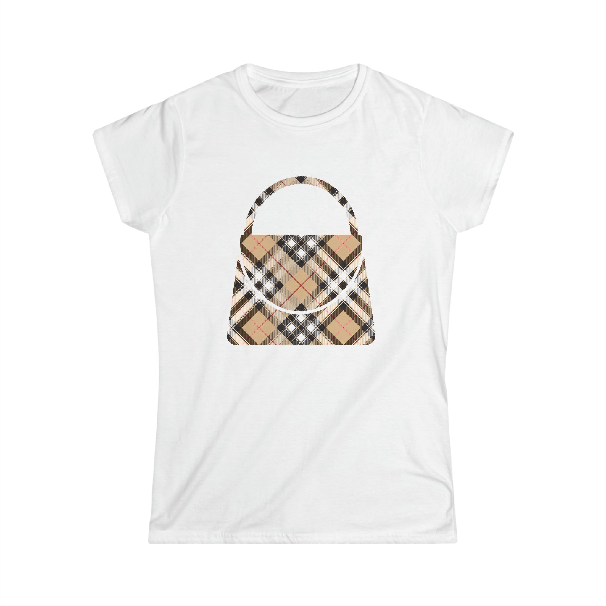 Groove Collection Red Stripe Plaid (Purse) Women's Softstyle Tee