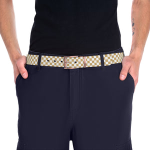 Check Mate in Gold Icons Unisex Fashion Belt, Luxury Women's Belt, Men's Belt, Cut-to-size Belt