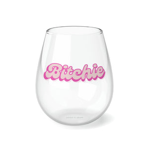 Bitchie (Barbie) Funny Stemless Wine Glass 11.75 oz, Wine Glass, Gift for her, Wine Lover Glass