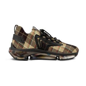  Groove Collection Dark Brown Plaid Men's Mesh Sneakers with Black or White Sole Shoes