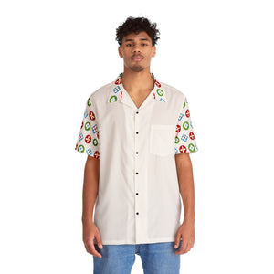  Groove Collection Trilogy of Icons Solid Block (Red, Green, Blue) White Unisex Gender Neutral Button Up Shirt, Hawaiian Shirt Men's Shirts