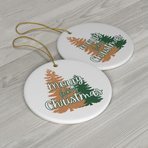  Merry Fucking Christmas (Green and Gold Trees) Ceramic Ornament, Sweary Christmas Ornament, Funny Porcelain Decoration, Holiday Decor Home Decor