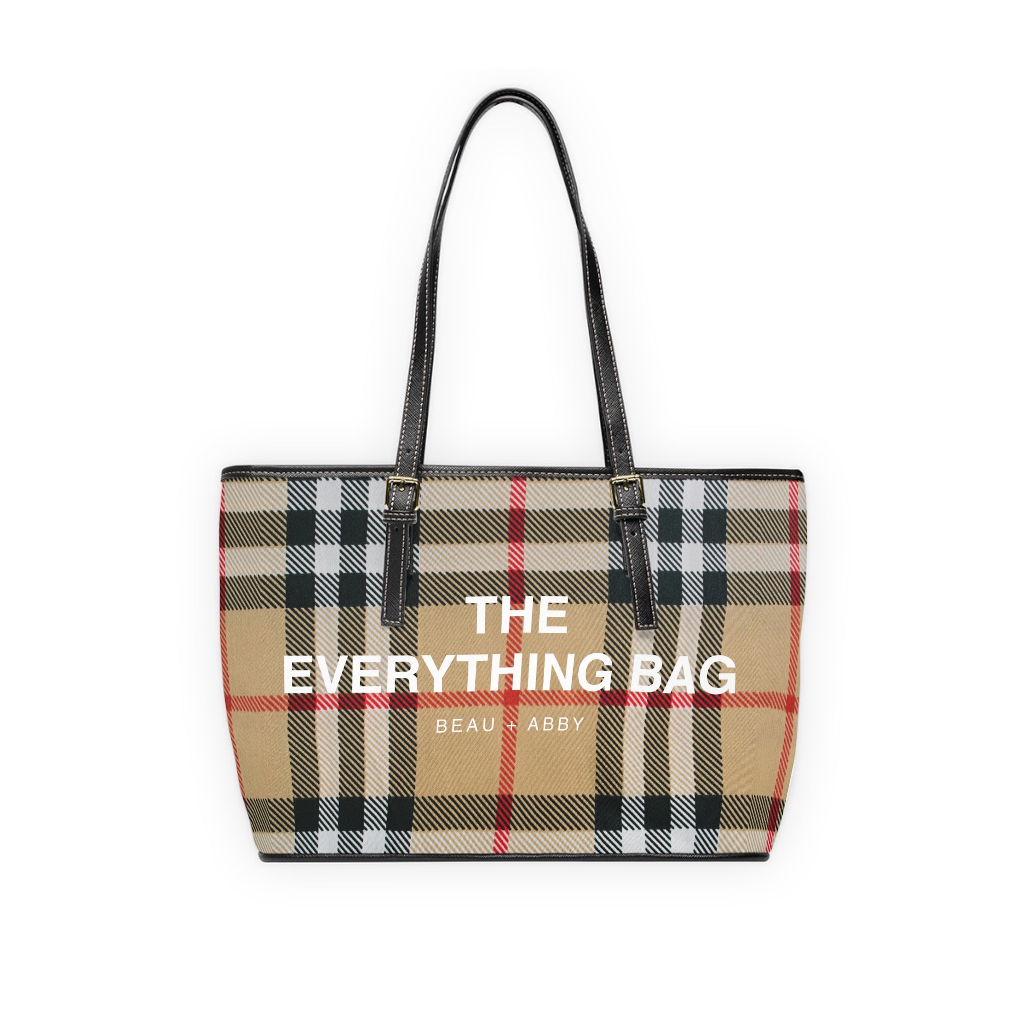 Casual Wear Accessories The Everything Bag in Dark Plaid PU Leather Shoulder Bag, Tote Bag, Weekend Carry-all