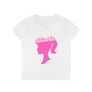 Bitchie (Barbie Image) Funny Women's V Neck T-shirt, Cute Graphic Tee