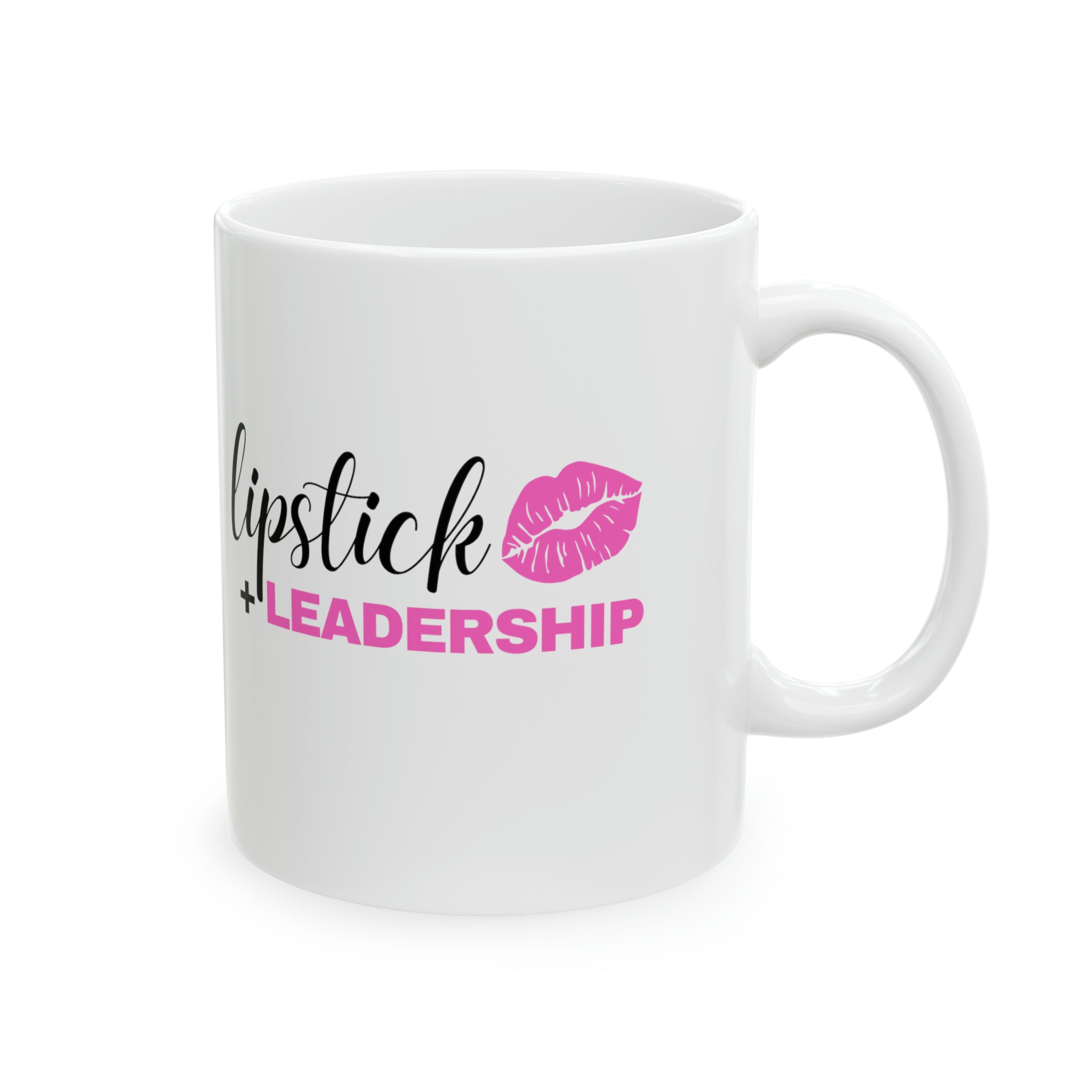 Lipstick + Leadership (Pink Lips) 11oz Coffee Mug, Makeup Themed Coffee Mug, Beauty Business Mug Mug  The Middle Aged Groove
