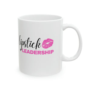 Lipstick + Leadership (Pink Lips) 11oz Coffee Mug, Makeup Themed Coffee Mug, Beauty Business Mug Mug  The Middle Aged Groove