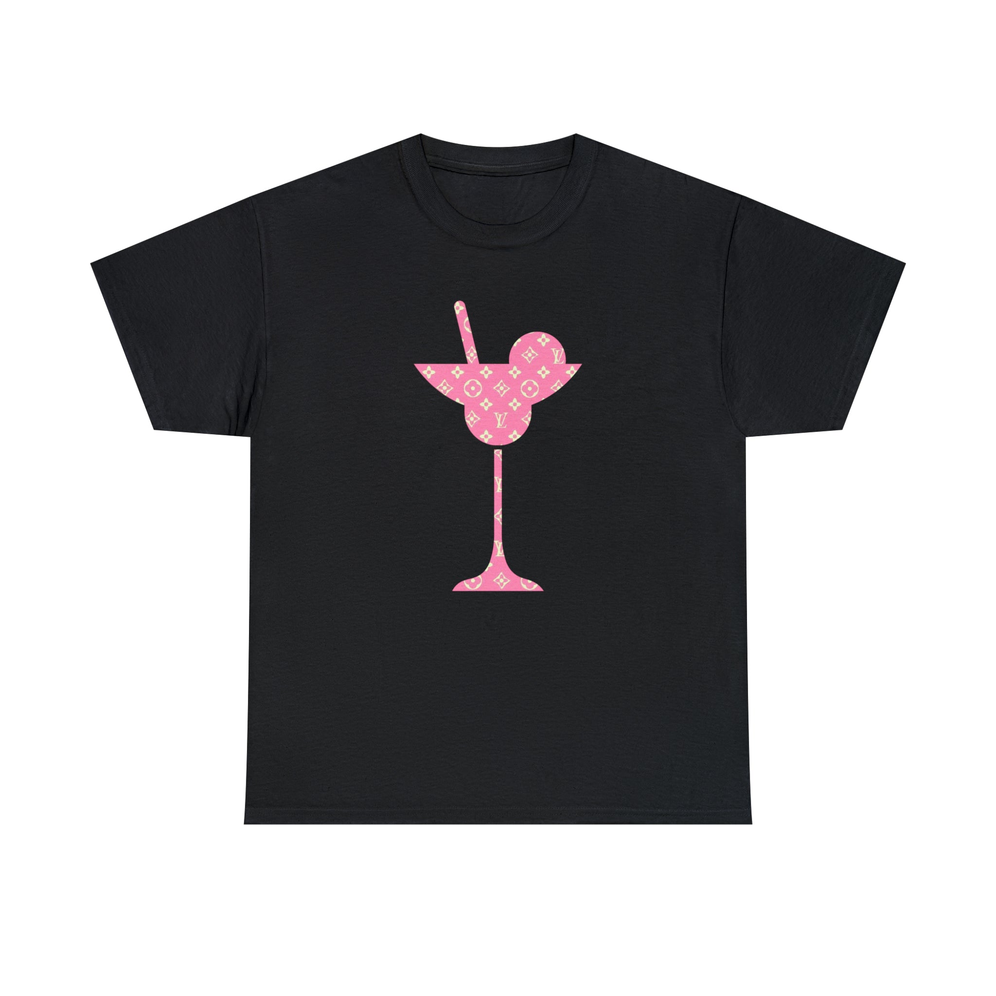  Abby Pattern in Pink and Beige Martini Glass Unisex Relaxed Fit Heavy Cotton Tee, Graphic Loose Fit Tshirt T-ShirtBlack5XL
