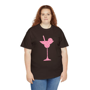  Abby Pattern in Pink and Beige Martini Glass Unisex Relaxed Fit Heavy Cotton Tee, Graphic Loose Fit Tshirt T-Shirt
