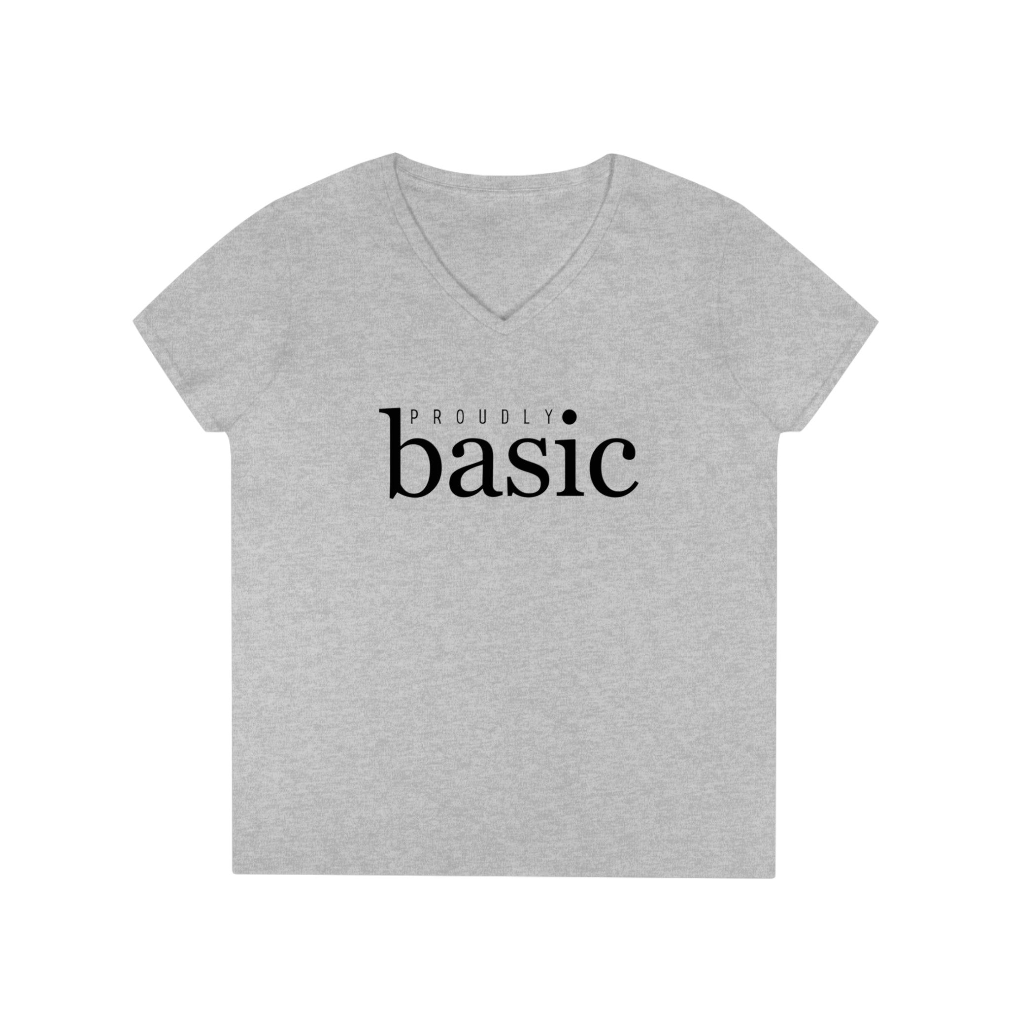  Proudly BASIC Female Empowerment Women's V Neck T-shirt, Feminist Graphic Tee, Cute Women's T-shirt V-neck2XLSportGrey