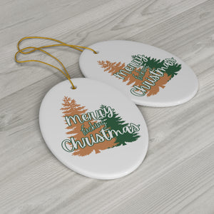  Merry Fucking Christmas (Green and Gold Trees) Ceramic Ornament, Sweary Christmas Ornament, Funny Porcelain Decoration, Holiday Decor Home Decor